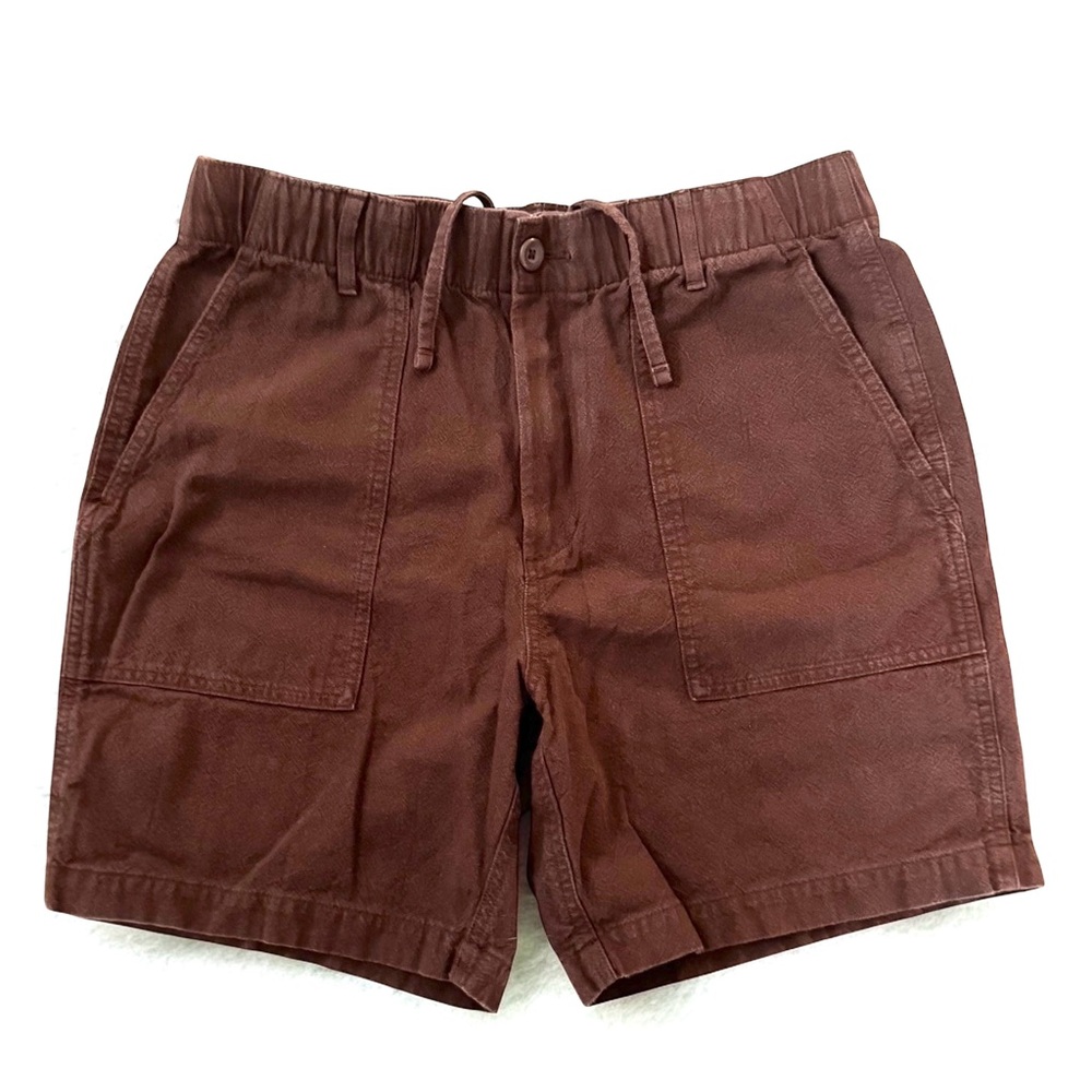 Old Navy Men's Crepe Workwear Shorts Size M Relaxed Dark Brown Adjustable Waist